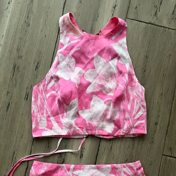 Free People Floral Print High waist Skirt crop top set 0 - Picture 6 of 7